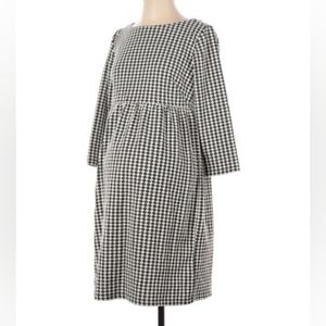 Ann Taylor Loft Black White Geo Textured Babydoll Maternity Dress